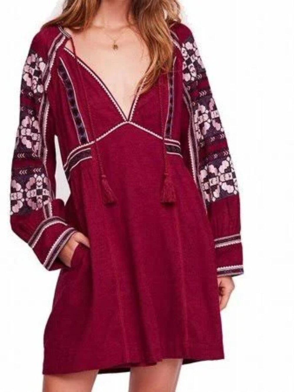 Free People All My Life Embroidered Mini Dress